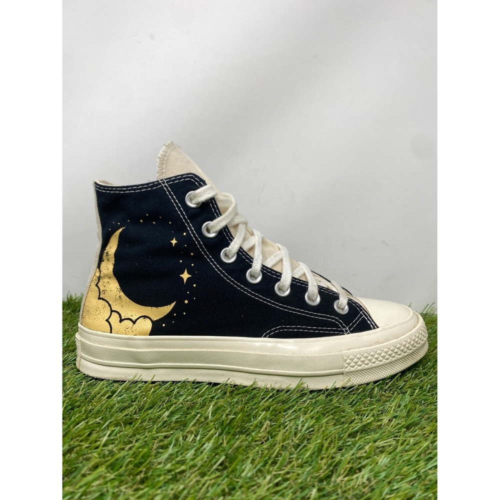 Converse Chuck 70 High Top Shoes Womens 7 Black Sneakers Moon and Stars Casual
